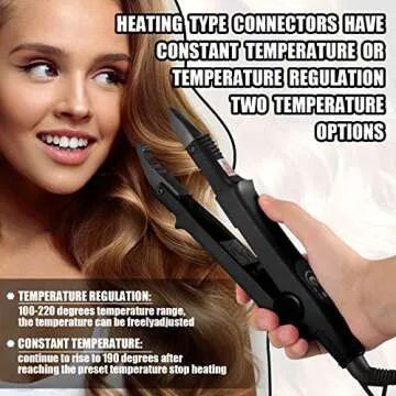 Zhehao Fusion Hair Extensions Tool US Plug Hair Extensions Tools Professional Fusion Heat Iron Connector Wand U Tip Hair Extensions with 2 Bags Keratin Glue Granule Beads for Hair Extensions