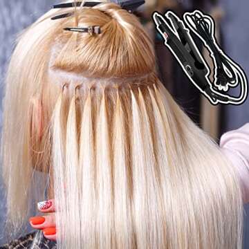 Zhehao Fusion Hair Extensions Tool US Plug Hair Extensions Tools Professional Fusion Heat Iron Connector Wand U Tip Hair Extensions with 2 Bags Keratin Glue Granule Beads for Hair Extensions