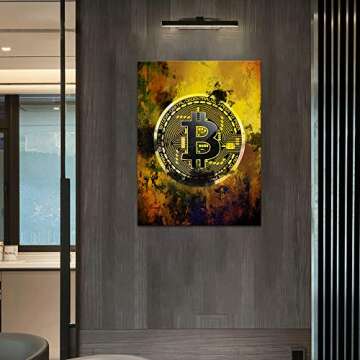 Inspirational Motivational Posters Bitcoin Canvas Painting Hodl Crypto Btc Wall Art Pictures Modern Prints Wooden Artwork Home Decor for Living Room Bedroom Office Framed Ready to Hang (18¡±Wx24¡±H)