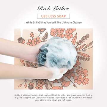 Spongentle Premium Deep Cleansing Loofah Sponge for Radiant Skin, Pack of 4, Bath and Shower, Exfoliating Body Scrubber, Beautiful Colors for Women and Men