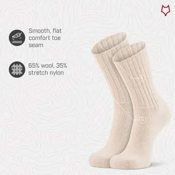 Fox River Classic Wool Crew Sock, Everyday Sock, Easy Care, Shock Absorbing, Comfortable for Outdoor Activities, Natural, Medium