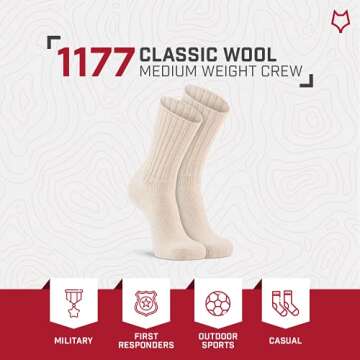 Fox River Classic Wool Crew Sock, Everyday Sock, Easy Care, Shock Absorbing, Comfortable for Outdoor Activities, Natural, Medium
