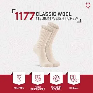 Fox River Classic Wool Crew Sock, Everyday Sock, Easy Care, Shock Absorbing, Comfortable for Outdoor Activities, Natural, Medium