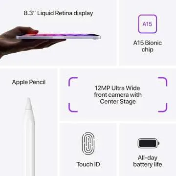 2021 Apple iPad Mini 6 (8.3 inch, Wi-Fi, 64GB) Purple (Renewed)