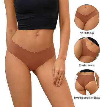 DEANGELMON Womens Seamless Bikinis Underwear Invisible No Show Panties Hipster Stretch Cheeky Multi ...