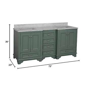 Kitchen Bath Collection Nantucket 72-inch Double Bathroom Vanity (Carrara/Sage Green): Includes Sage...