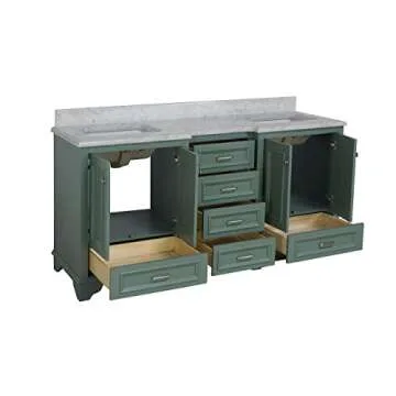 Kitchen Bath Collection Nantucket 72-inch Double Bathroom Vanity (Carrara/Sage Green): Includes Sage Green Cabinet with Authentic Italian Carrara Marble Countertop and White Ceramic Sinks