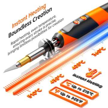 Wood Burning kit, Professional WoodBurning Pen Tool, DIY Creative Tools,Wood Burner for Embossing/Carving/Pyrography，Suitable for Beginners,Adults (orange)