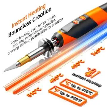 Wood Burning kit, Professional WoodBurning Pen Tool, DIY Creative Tools,Wood Burner for Embossing/Carving/Pyrography，Suitable for Beginners,Adults (orange)