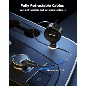 Retractable Car Charger for iPhone and Android Devices
