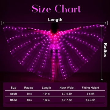 iMucci LED Lights Belly Dance Wings for Adults and Kids