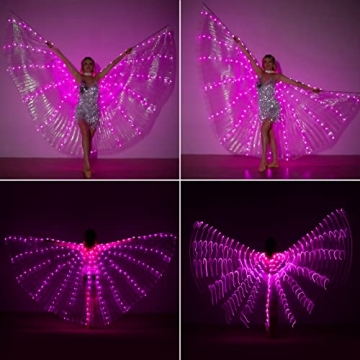 iMucci LED Lights Belly Dance Wings for Adults and Kids