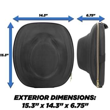CASEMATIX Hat Case for Fedora, Panama, Bowler Hats and More - Hard Shell Hat Travel Case with Carry Strap, Luggage Strap, ID Slot and Protective Insert for Hats With Brims Up To 3"