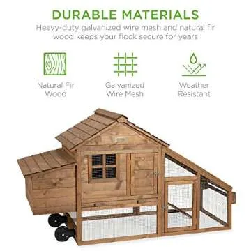 Mobile Fir Wood Chicken Coop for 3-5 Hens Outdoor