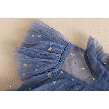 NNJXD Little Girl LayeBlue Tulle Dress Princess Girls Party Little Stars Dresses 1270 Blue 6-7 Years