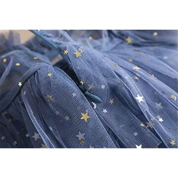 NNJXD Little Girl LayeBlue Tulle Dress Princess Girls Party Little Stars Dresses 1270 Blue 6-7 Years