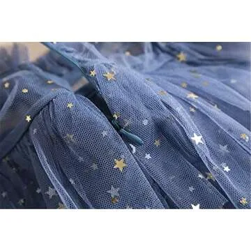 NNJXD Little Girl LayeBlue Tulle Dress Princess Girls Party Little Stars Dresses 1270 Blue 6-7 Years