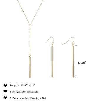 Long Gold Necklaces for Women Trendy Long Layered Necklaces Slip Chain Choker Necklace Gold Earrings and Necklaces Set for Wedding Jewelry Gold Bar Y Lariat Necklace Summer Wedding Guest Dresses Accessories