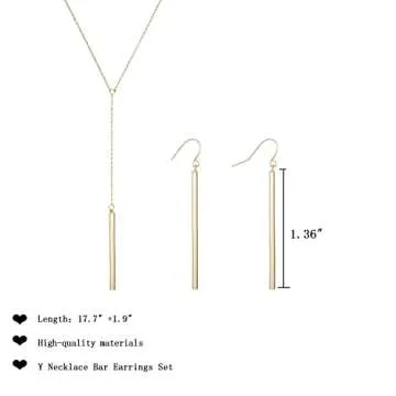 Long Gold Necklaces for Women Trendy Long Layered Necklaces Slip Chain Choker Necklace Gold Earrings and Necklaces Set for Wedding Jewelry Gold Bar Y Lariat Necklace Summer Wedding Guest Dresses Accessories