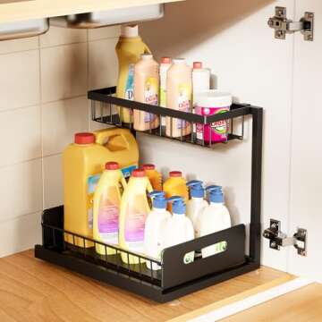 Under Sink Organizer 1 Pack,Pull Out Cabinet Organizer Shelf,Kitchen Bathroom Organizers and Storage...