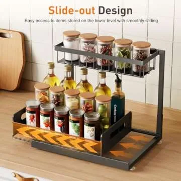 Under Sink Organizer 1 Pack,Pull Out Cabinet Organizer Shelf,Kitchen Bathroom Organizers and Storage with Sliding Drawer,Storage Shelves,Storage and organization for Home,Laundry Room,RV,Pantry,Spice