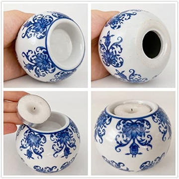 Elegant Blue and White Porcelain Candle Holder For Decor
