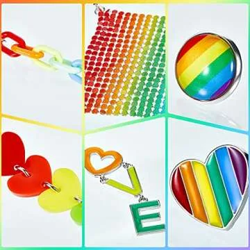 Hicarer 6 Pairs Rainbow Pride Earrings for Celebrations