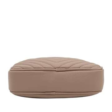 FashionPuzzle Chevron Quilted Crossbody Camera Bag with Chain Strap and Tassel (Taupe) One Size