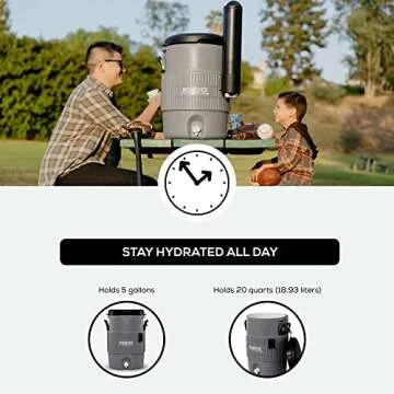 Igloo 5 Gallon Portable Sports Cooler Water Beverage Dispenser with Flat Seat Lid, Insulated Beverage Dispenser, Grey/Black