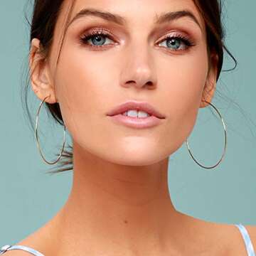 3 Pairs Dainty Big Hoop Earrings for Women, 70mm Stainless Steel 14K Gold Plated Rose Gold Plated Silver Large Hoops for Women