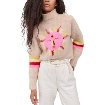 SOOKABEILA Y2K Sun Print Oversized Sweater - Retro Streetwear Essential