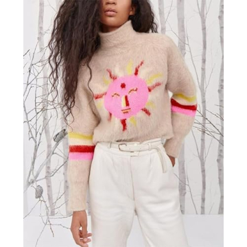 SOOKABEILA Y2K Sun Print Oversized Sweater Retro Streetwear