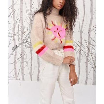 SOOKABEILA Y2K Sun Print Oversized Sweater Retro Streetwear