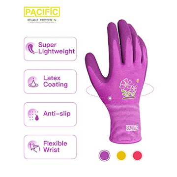 PACIFIC Gardening Gloves - 3 Pairs for Women, Durable & Flexible