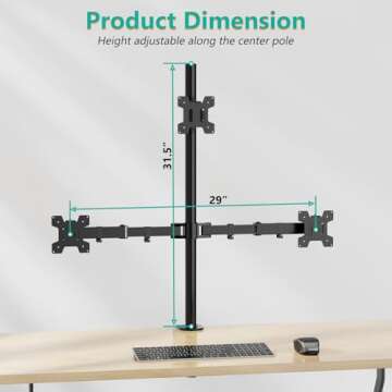 WALI Triple Monitor Desk Mount - Fully Adjustable Stand