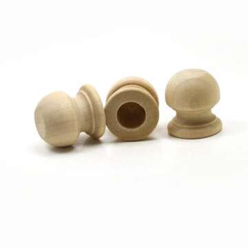 Finial Dowel Caps Pack of 12 Unfinished Wood Craft Essentials