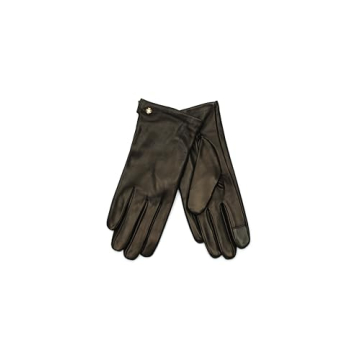 Kate Spade Women's Leather Gloves with Spade Logo, Stylish Fashion Accessory for Women, black, L