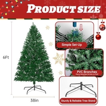 LEVELEVE Premium Pre-Lit 6FT Classic Artificial Holiday Christmas Tree w/1,000 Branch Tips,250 LED L...