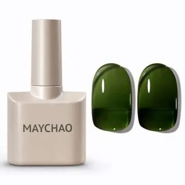 MAYCHAO 15ML Jelly Moss Green Gel Nail Polish 1Pc Transparent Forest Jade Green Gel Polish Soak Off UV LED Translucent Nail Polish Nail Art Starter Manicure Salon DIY at Home, 0.5 OZ