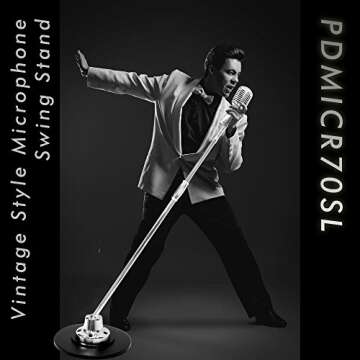 Pyle Retro Microphone, Classic Vintage Style, Unidirectional Audio, Adjustable Stand, XLR Cable, Silver Finish, Dynamic Vocal Performance Mic with 49-69” Swing Stand and Detachable Microphone