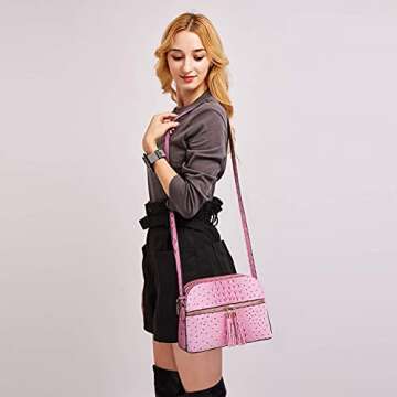 Dasein Women Tassel Zipper Pocket Crossbody Bag Shoulder Purse Fashion Travel Bag with Multi Pockets...