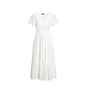 Miessial Women's Elegant Summer Midi Dress - White