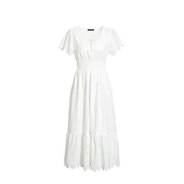 Miessial Women's Elegant Summer Midi Dress - White