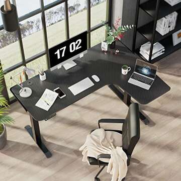 EE EUREKA ERGONOMIC L Shaped Standing Desk, 61" Electric Adjustable Height Gaming Desk, Sit to Stand...