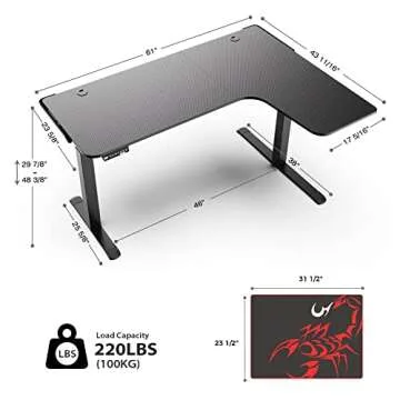 EE Eureka Ergonomic L Shaped Standing Desk 61" Adjustable
