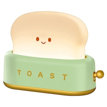 MeXYZ Cute Desk Decor Toaster Lamp, Rechargeable Kawaii Accessories Small Lamp LED Night Light for K...