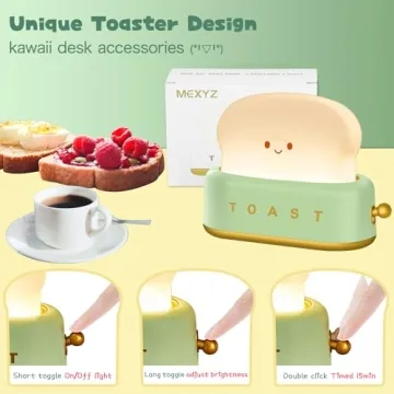 Cute Kawaii Toaster Night Light for Kids Rechargeable