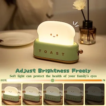 Cute Kawaii Toaster Night Light for Kids Rechargeable