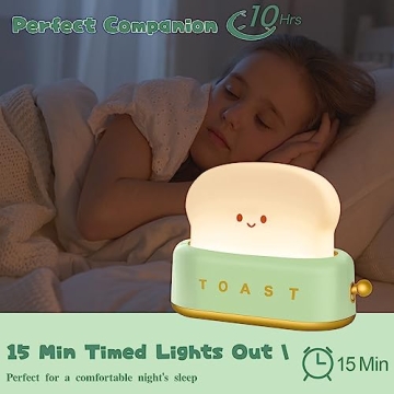 Cute Kawaii Toaster Night Light for Kids Rechargeable