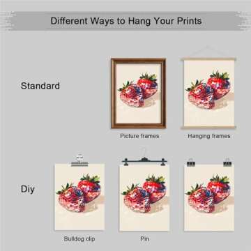 Wodkodnxy Funky Red Strawberry Disco Wall Art, Trendy Disco Ball Poster for Girls Room, Coquette Str...